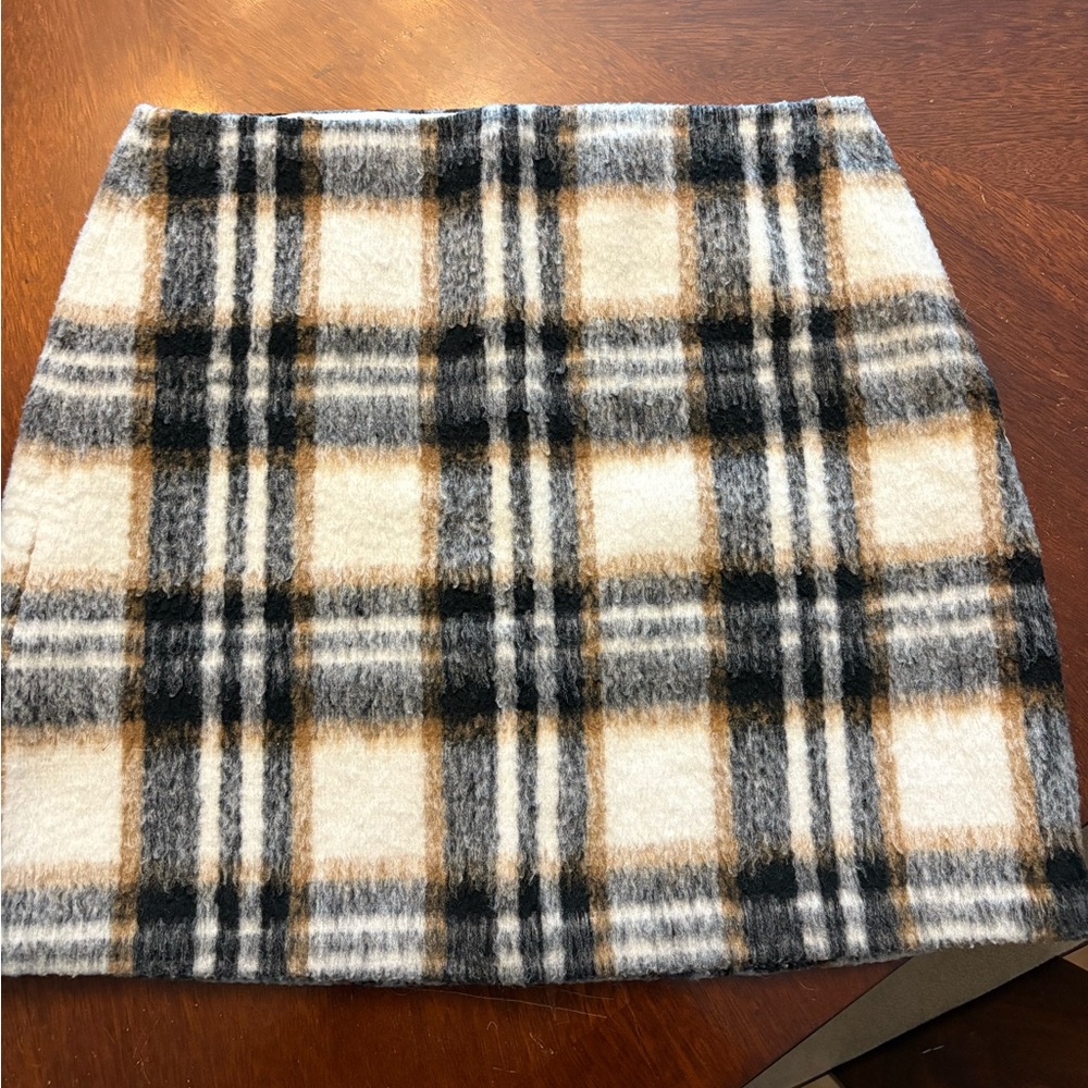 LOFT Plaid Wool-Blend Skirt